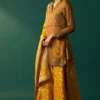 SP12568-223529_4_db17459c-4889-42a4-92c9-4a3e263d18c4 Mustard Solid Printed Silk Organza Straight Kurta, Culotte and Dupatta Set