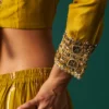 SP12836-223931_7 Green Embroidered Flared Cotton Blouse with Skirt and Dupatta Set