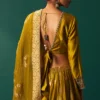 SP12836-223931_8 Green Embroidered Flared Cotton Blouse with Skirt and Dupatta Set